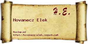 Hovanecz Elek névjegykártya